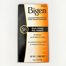 Bigen Permanent Powder Hair Color 58 Black Brown No Ammonia 0.21 oz