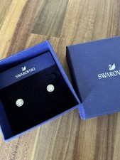Swarovski Una Angelic Round Cut Pavé Yellow Gold Tone Stud Earrings 0.9 x 0.9cm