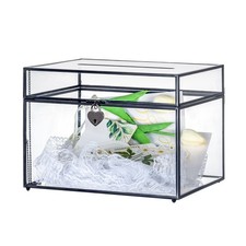 Large Wedding Glass Cards Box with Slot and Lock for Reception, 12 x 9.4 x 8....