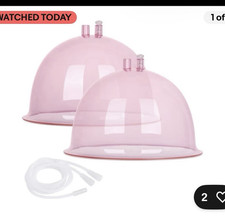 Pink Plastic Manual Handheld Body Cupping Set w/ Hose, 2