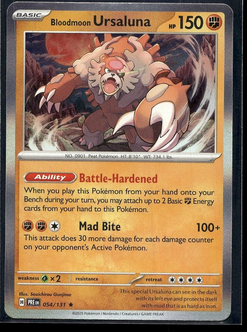 Bloodmoon Ursaluna 054/131 Holo Rare Prismatic Evolutions Pokemon Lightly Played