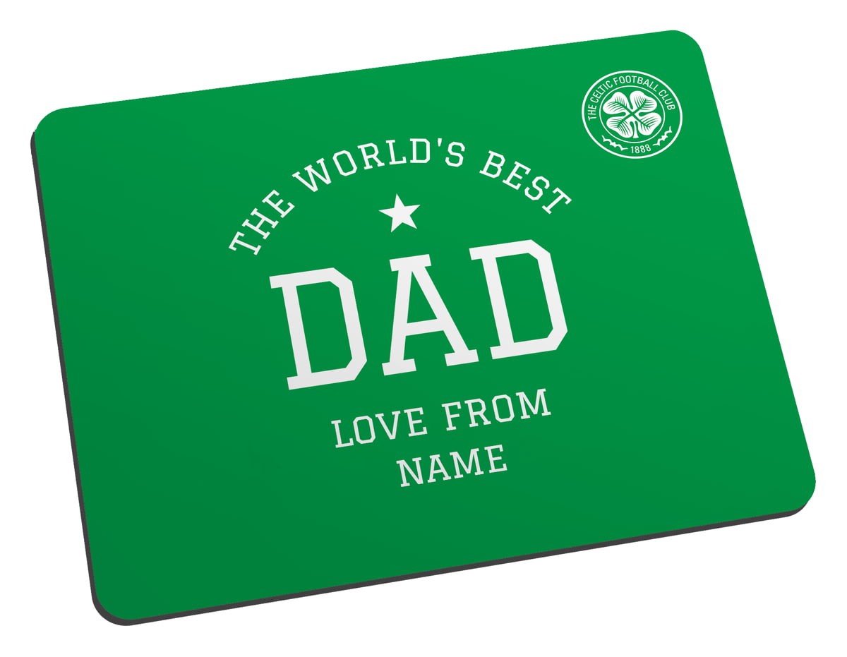 Personalised World's Best Dad Mouse Mat for Celtic fans - Free Delivery