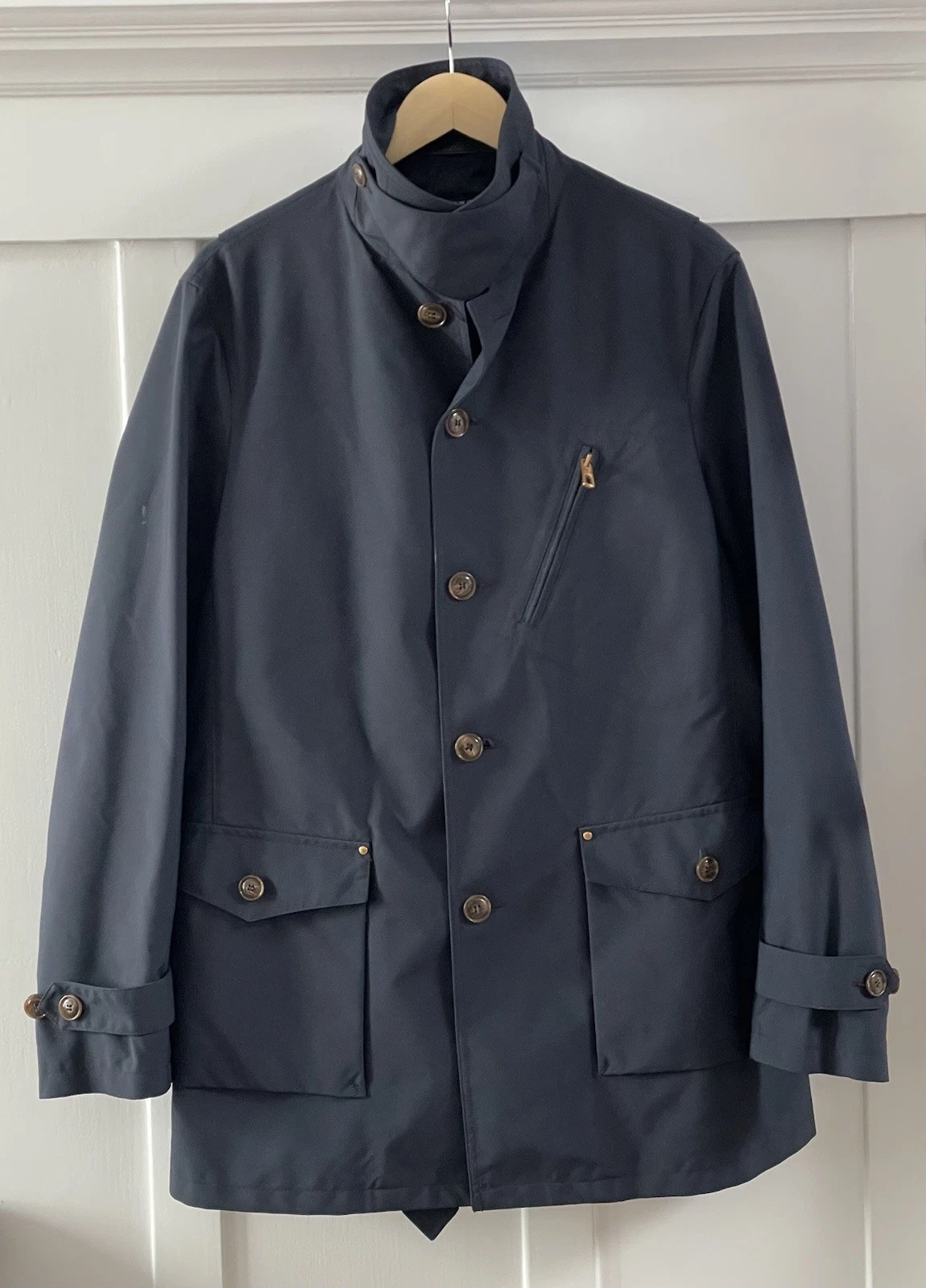Giorgio Armani — Giorgio Armani Black Label Navy Short Belted Field Jacket Sz 50 Italy Not Worn