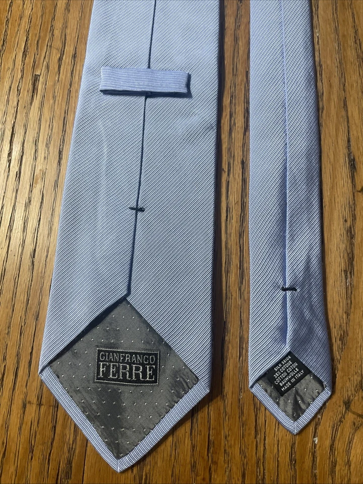 Vintage EUC Gianfranco Ferre Silk & Cotton Tie Cornflower Necktie Made In Italy - Image 3 of 4