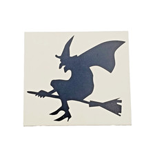Halloween Witch Riding Broomstick Wood Mounted Rubber Stamp