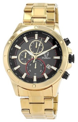 Pierrini Herrenuhr mit Edelstahlband, Chronograph Ø 46 mm goldfarben / anthrazit