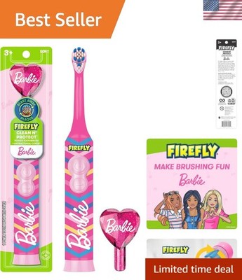 Clean N' Protect Barbie Toothbrush with Antibacterial Cover, Soft Bristles, B...