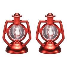 Dollhouse Mini Lantern, 1.32" H, PP Electroplated Simulation Oil Lamp Red, 2pcs