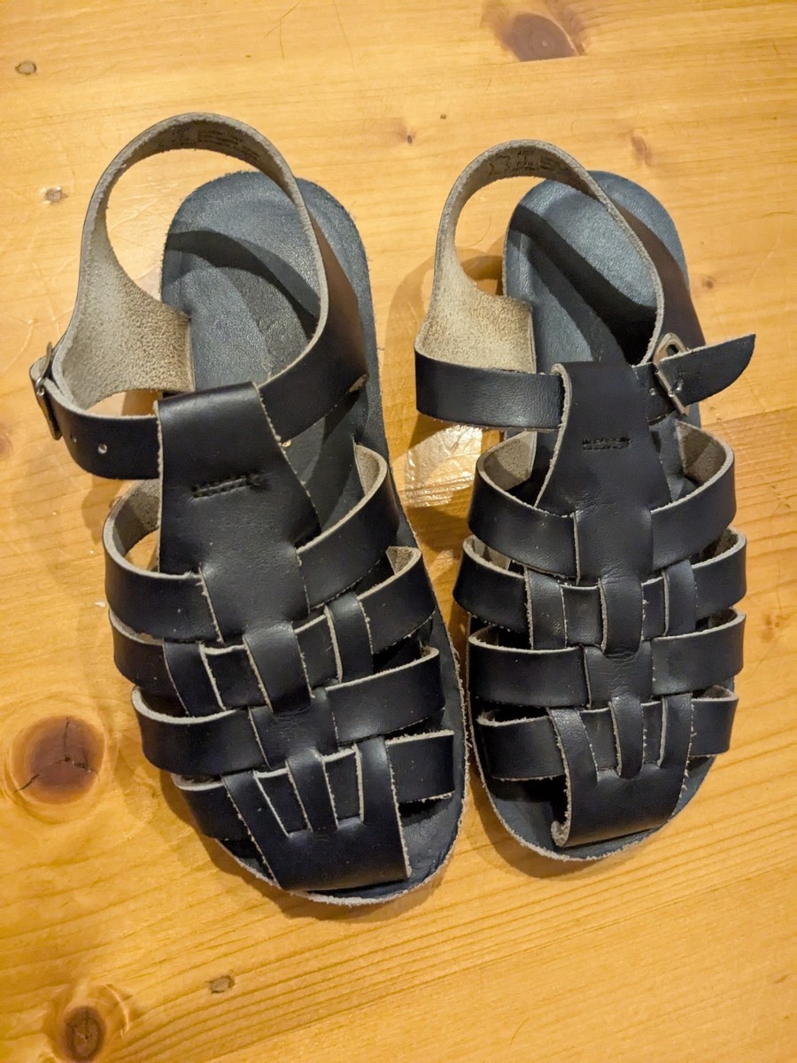 Saltwater Sun San Navy Sailor Sandals Sz Big Kid UNISEX FREE AU - Main Image
