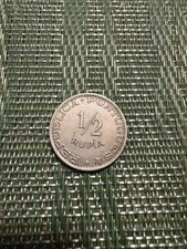 PORTUGUESE INDIA 1947  ~  1/2 RUPIA  KM# 25 SCARCE COIN
