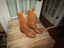 Botas vaqueras vintage Wrangler para mujer talla 6 M marrón claro cuero de toro
