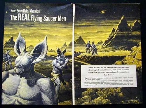What Flying Saucer Men Aliens Look Like by I.B. Neer Martians 1951 Frank Tinsley