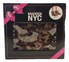 Steve Madden NYC Kids Leopard Print Faux Fur Slipper Girls Size 11-12 NEW