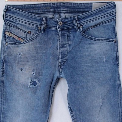 Herren Diesel BELTHER 0808K Stretch Slim Straight Blau Jeans W32 L32