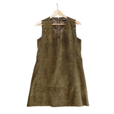BLANKNYC Dress Womens M Olive Green Suede Mini Shift Sleeveless Western Indie