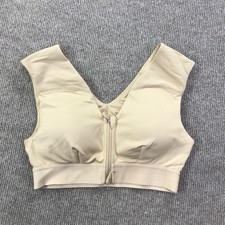 Tommie Copper Sports Bra Womens Small Beige Zip Front Copper Znergy Support