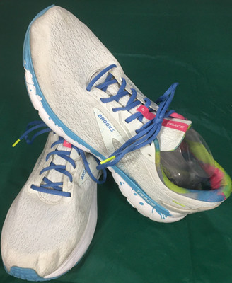 Brooks Trace 2 Running Shoes Men s 15 D White Blue Pink Tie Dye Lace Up
