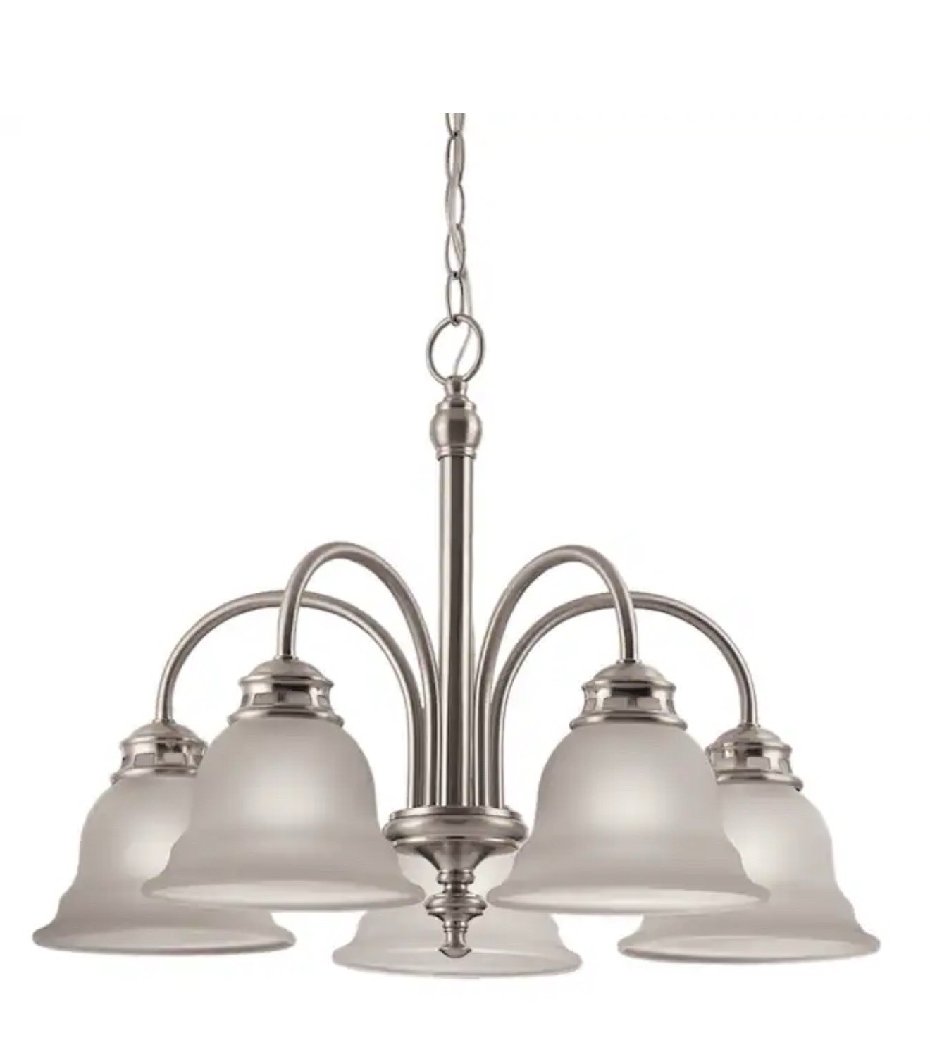 Project Source Fallsbrook 5 Light Brushed Nickel Chandelier Frosted Glass
