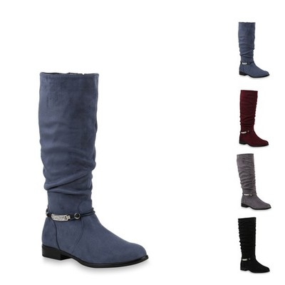 VAN HILL Damen Stiefel Klassisch Ella Boots Strass Perlen Herbst Winter