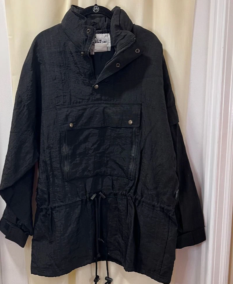 Kult Snowboard Gear Mens L Black Anorak Pullover Jacket Adjustable Waist Gorpore