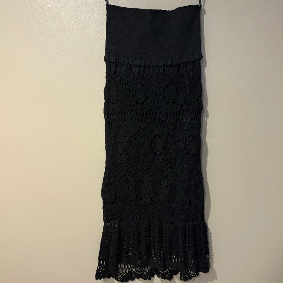 whimsigoth crochet beachy midi gothic maxi summer stretchy open knit dress - Imagem 3 de 4