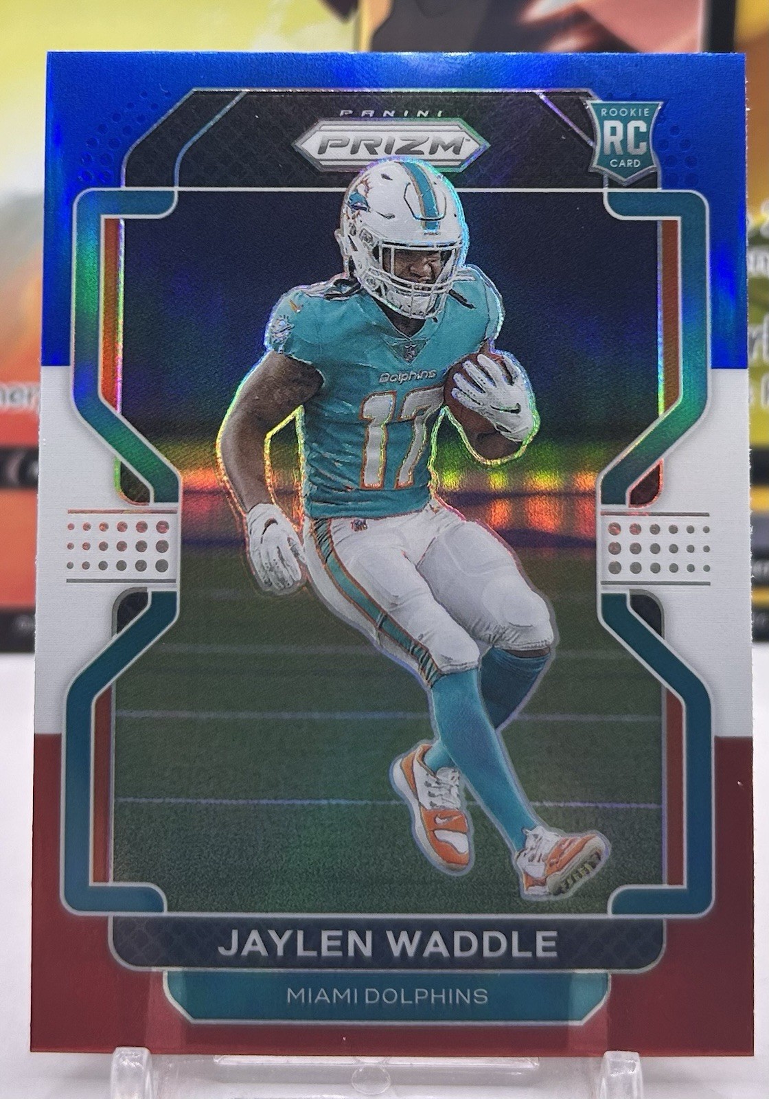 2021 Panini Prizm - Rookie Red White & Blue Prizm #338 Jaylen Waddle (RC)