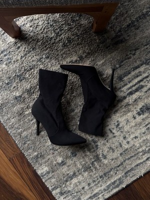 Stuart Weitzman Stuart Stretch Black Pointy Toe Sock Boot