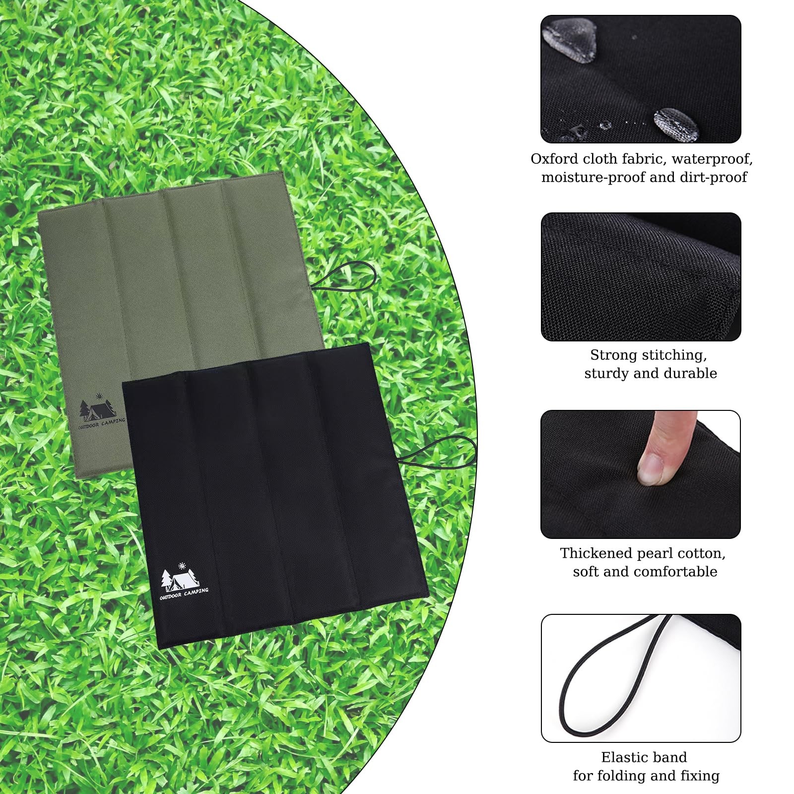 2 Coussins Siège Pliables Pour Stade Et Randonnée – Imperméable, Tissu Oxford 40x35 Cm
