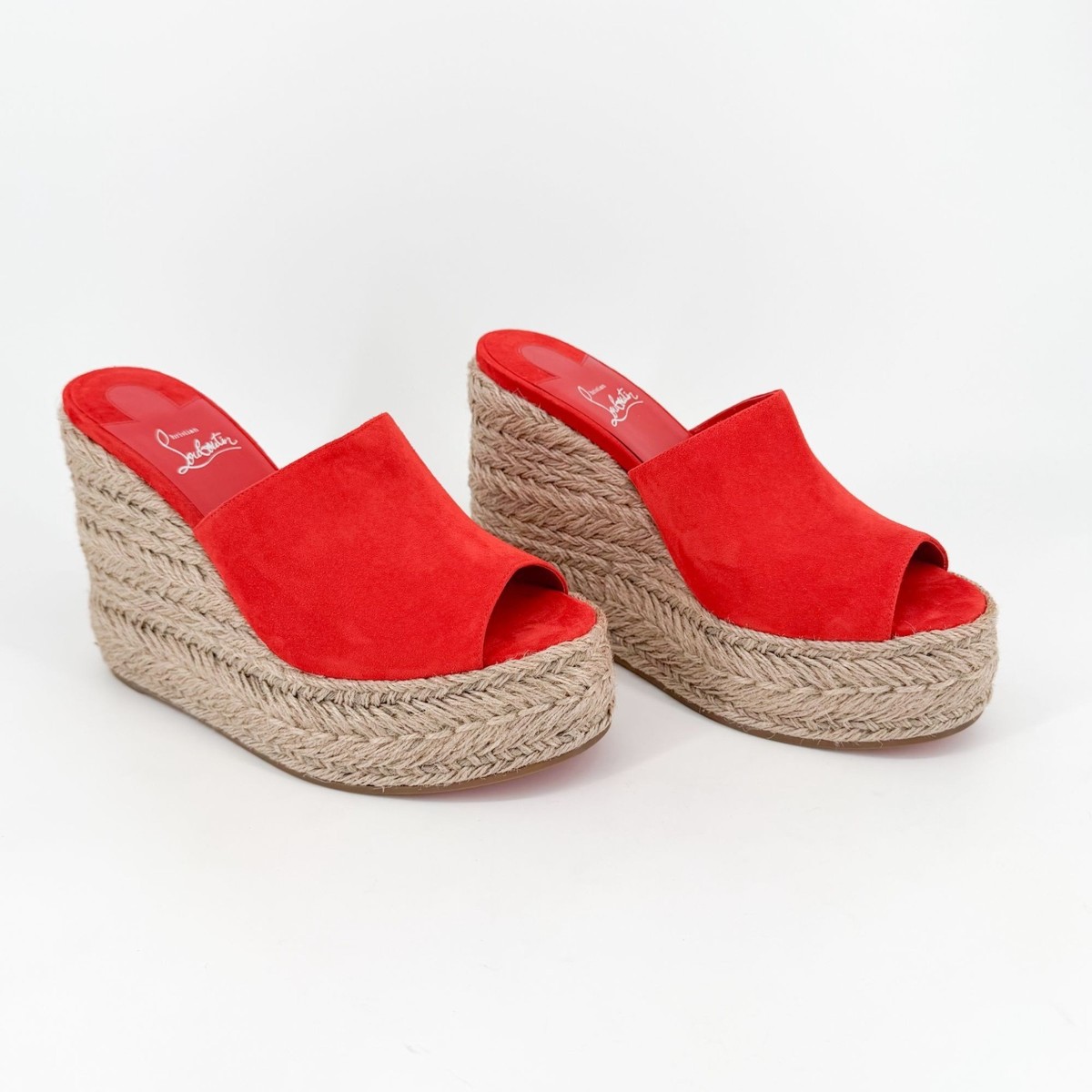 Christian Louboutin Ariella Zeppa Red Espadrille Wedge Mule Sandal