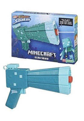 Minecraft Glow Squid Nerf Super Soaker Water Blaster, Minecraft Dungeons Squid