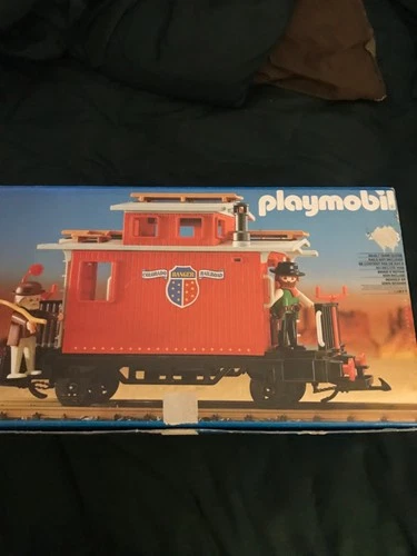 PLAYMOBIL 4123 CABOOSE NEW IN OPEN BOX  VINTAGE 1987
