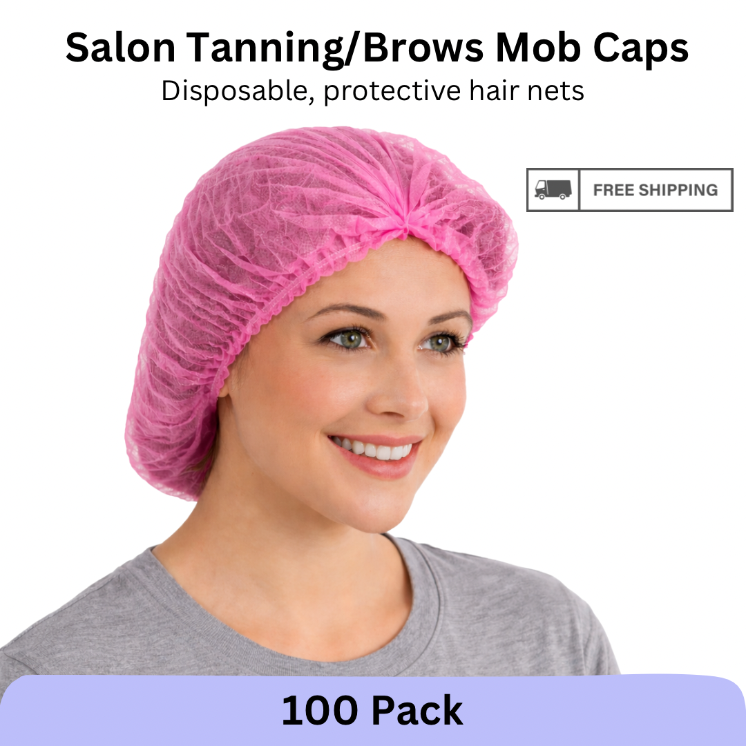 Vanity UK Mob Caps 100 Pink Hair Net Spray Tan Tanning Brows