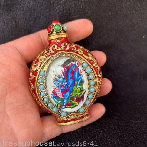 antique chinese snuff bottle collection Inlaid Painted noctilucent