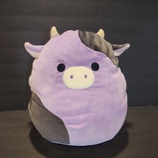New With Tags Squishmallows Alexie the Cow 14" Purple and Black With Gold Horns