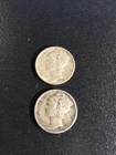 ⭐ 1942P & 1944D Mercury Silver Dimes==Lot of 2==90% Silver==US Coins Circulated