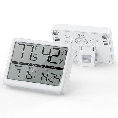 Small Digital Clock, New Upgrade Battery Powered Magnetic Clock Humidity Mete...