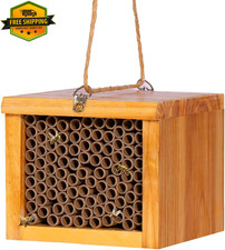 Mason Bee House Wooden Insect Hotel Garden Pollinator Habitat Outdoor