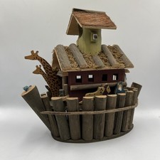 Vintage Wooden Noah's Ark Table Decor Rustic Decor Animals Wood And Moss Lot P