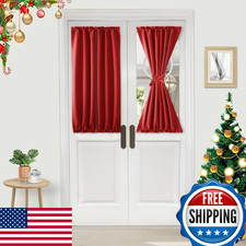 DWCN Red French Door Curtains Thermal Blackout Rod Pocket 25x40" 1 Panel