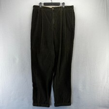 Vintage Corduroy Pants Men's 38x34 Fits 36x34 Green Baggy Cuffed Trousers Talon