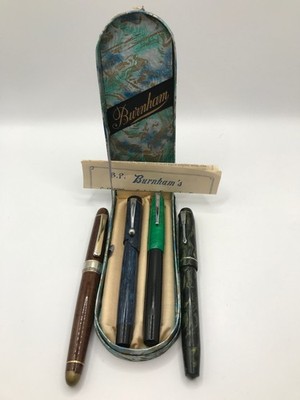 4 Vintage Füllfederhalter - Burnham mit Box, Osmiroid, Platignum