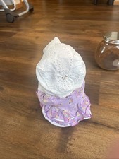 Baby Bonnet Eyelet Scalloped Trim Infant Girls Hat Set Vintage