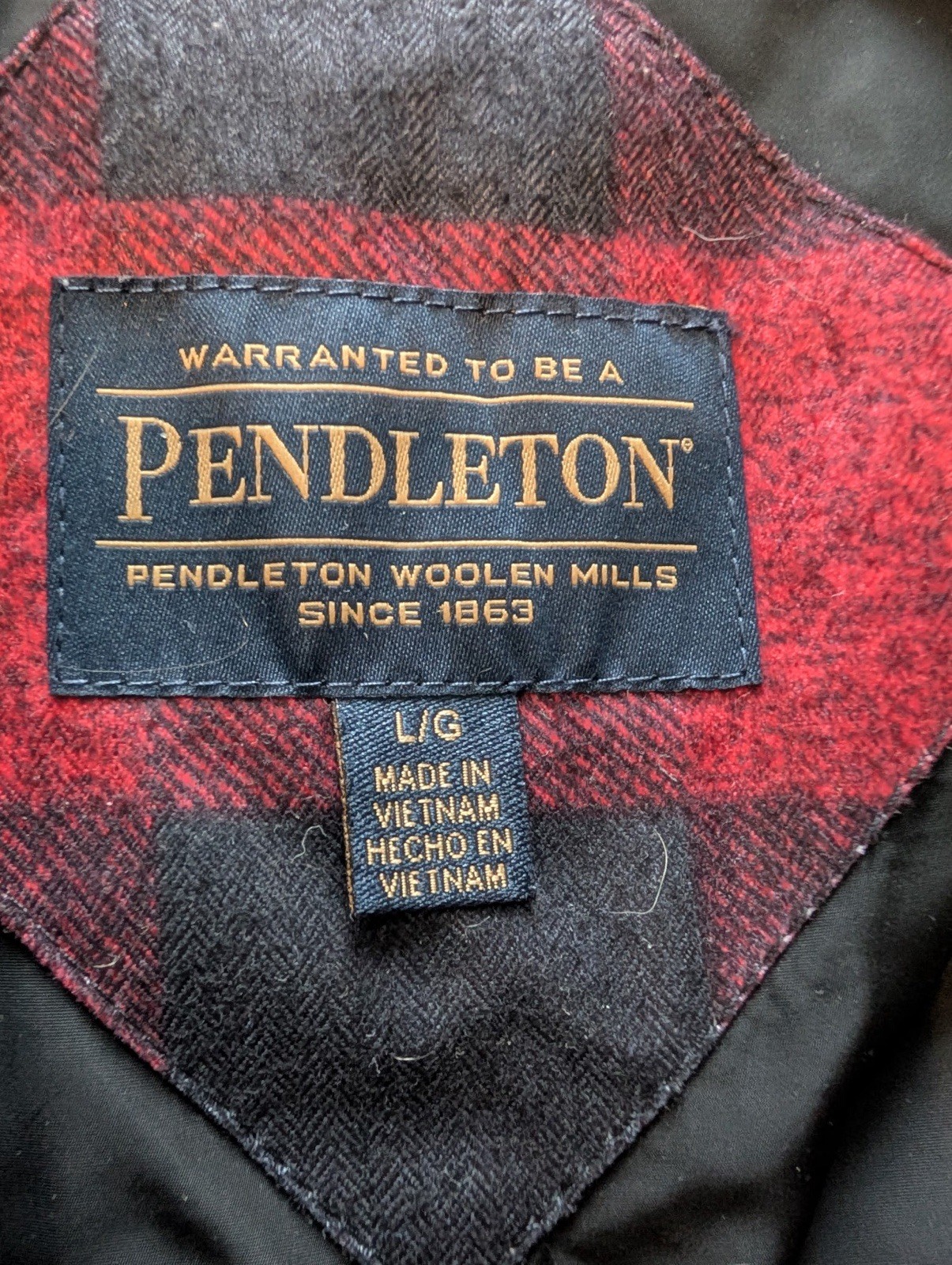 Pendleton Mens Jacket Large Red Black Buffalo Pla… - image 15