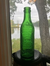 Morgan Memorial Goodwill Mineral Water - So. Athol, Mass - GREEN Soda Bottle