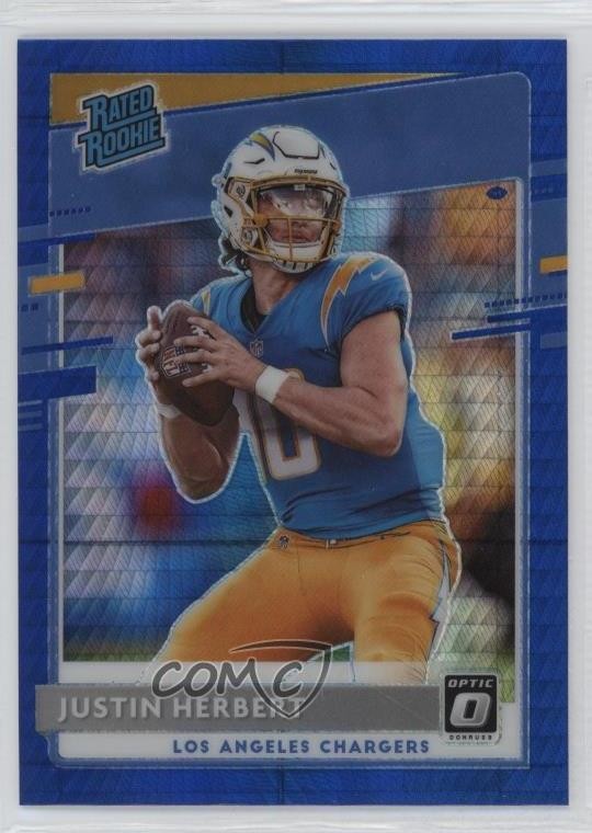 2020 Panini Donruss Optic Rated Rookies Blue Hyper Prizm Justin Herbert 06or