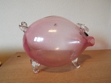 Pink Glass Pig Piggy Bank  /Collectable Ornament By Amelia Art Glass Ltd