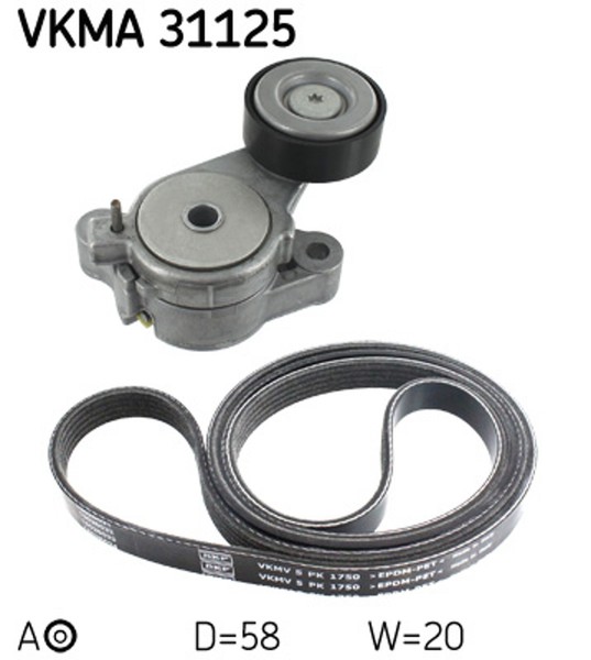 Keilrippenriemensatz SKF Vkma 31125 FüR Polo VW Golf 365 Skoda Tiguan Passat B7-image