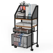 Rolling Utility Art Cart with 2 Drawers Metal Moving Storage Cabinet with Loc...