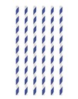 12 Blue Stripe Paper Straws - Drinking Straws Party Decoration Eco Wedding