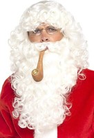 Santa PerüCke Bart Brille + Pfeife Set Erwachsene KostüM Weihnachtsmann